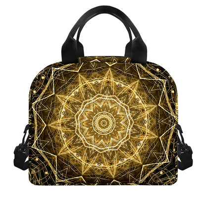 Gold Kaleidoscope Print Insulated Lunch Bag