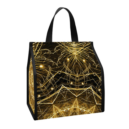 Gold Kaleidoscope Print Insulated Lunch Tote
