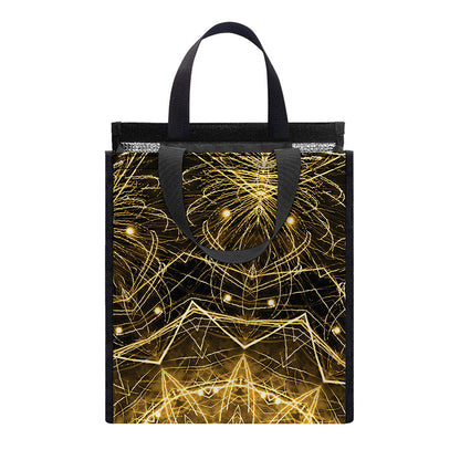 Gold Kaleidoscope Print Insulated Lunch Tote