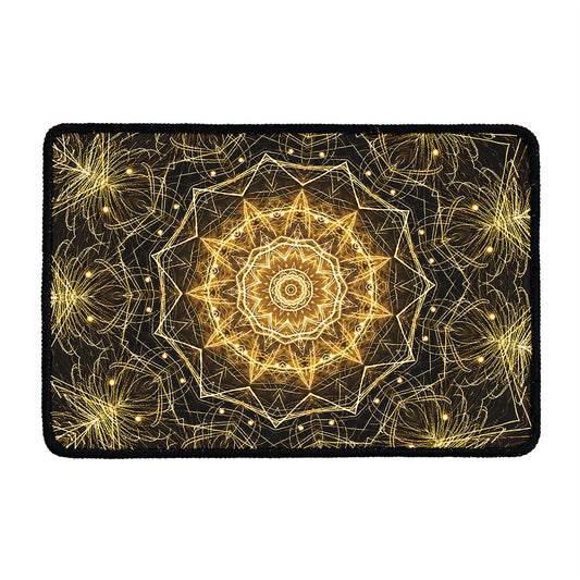 Gold Kaleidoscope Print Kitchen Mat