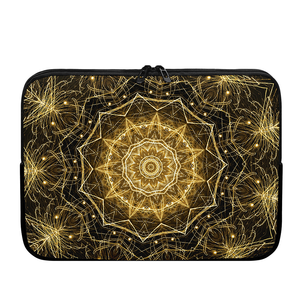 Gold Kaleidoscope Print Laptop Sleeve