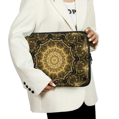 Gold Kaleidoscope Print Laptop Sleeve