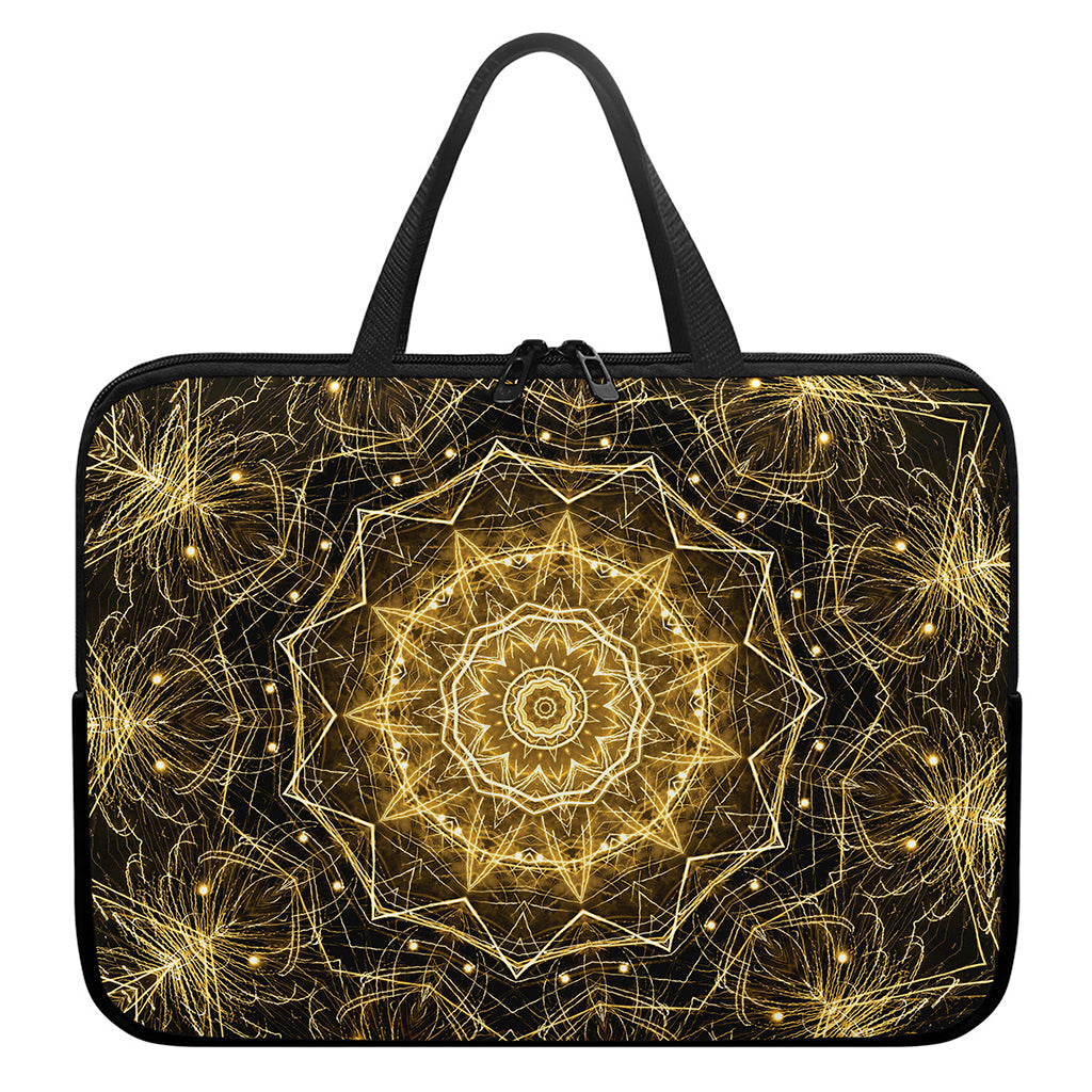 Gold Kaleidoscope Print Laptop Sleeve With Handle