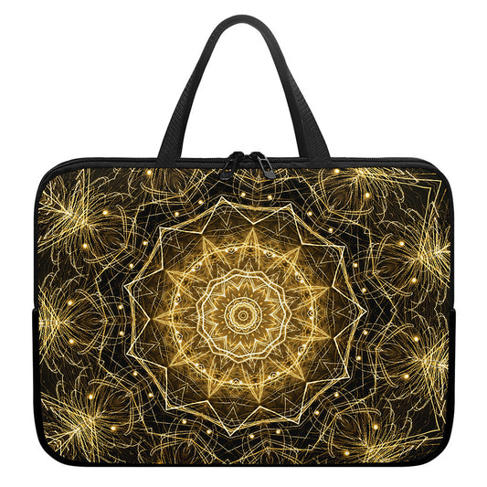 Gold Kaleidoscope Print Laptop Sleeve With Handle