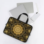 Gold Kaleidoscope Print Laptop Sleeve With Handle