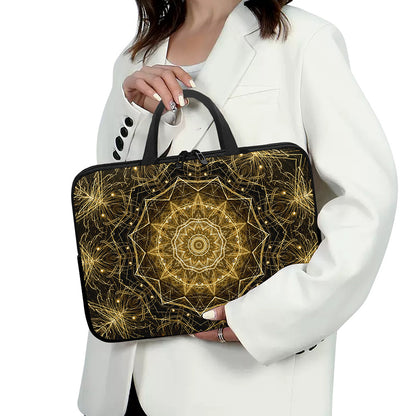 Gold Kaleidoscope Print Laptop Sleeve With Handle