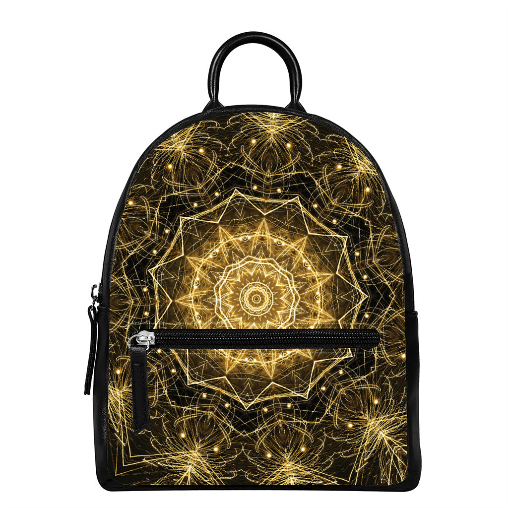 Gold Kaleidoscope Print Leather Backpack