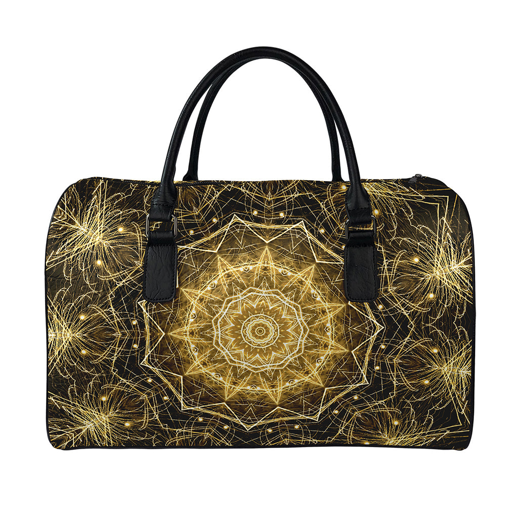 Gold Kaleidoscope Print Leather Duffle Bag