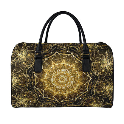 Gold Kaleidoscope Print Leather Duffle Bag