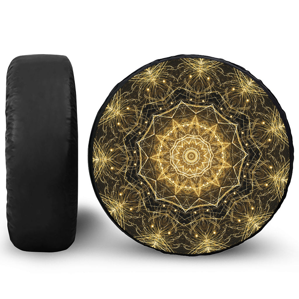 Gold Kaleidoscope Print Leather Spare Tire Cover