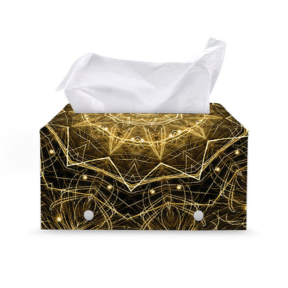 Gold Kaleidoscope Print Leather Tissue Box Cover