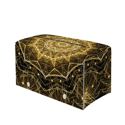 Gold Kaleidoscope Print Leather Tissue Box Cover
