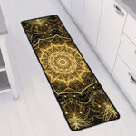 Gold Kaleidoscope Print Long Kitchen Mat