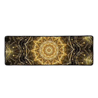 Gold Kaleidoscope Print Long Kitchen Mat