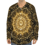 Gold Kaleidoscope Print Long Sleeve Baseball Jersey