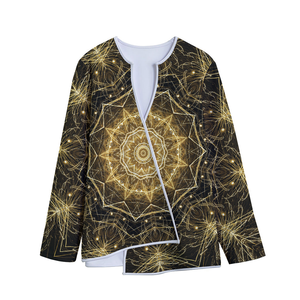 Gold Kaleidoscope Print Long Sleeve Short Coat