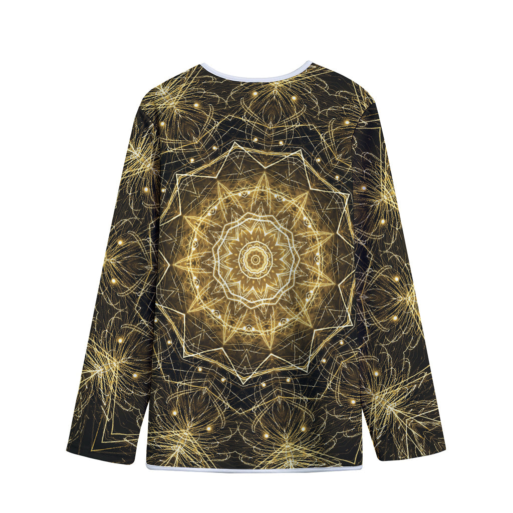 Gold Kaleidoscope Print Long Sleeve Short Coat