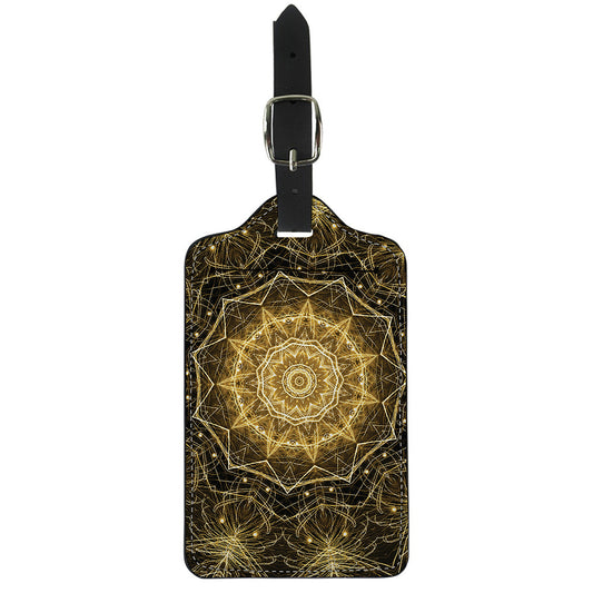 Gold Kaleidoscope Print Luggage Tag
