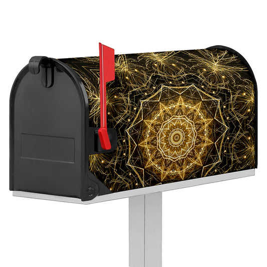 Gold Kaleidoscope Print Mailbox Cover