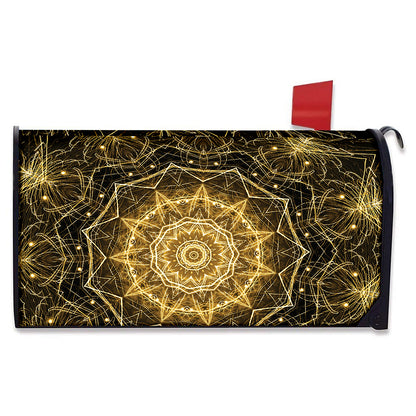 Gold Kaleidoscope Print Mailbox Cover