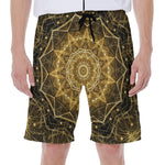 Gold Kaleidoscope Print Men's Beach Shorts