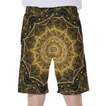 Gold Kaleidoscope Print Men's Beach Shorts
