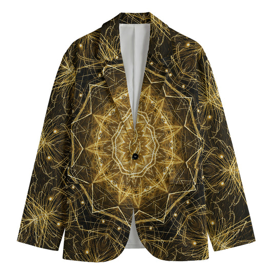 Gold Kaleidoscope Print Men's Blazer