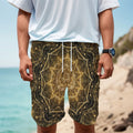 Gold Kaleidoscope Print Men's Cargo Shorts