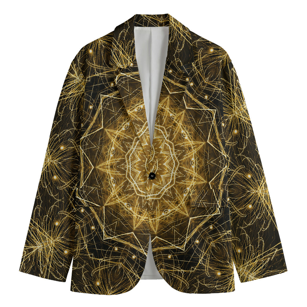 Gold Kaleidoscope Print Men's Cotton Blazer