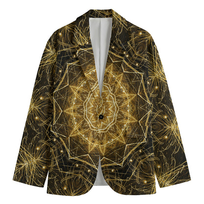 Gold Kaleidoscope Print Men's Cotton Blazer