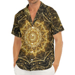 Gold Kaleidoscope Print Men's Deep V-Neck Shirt