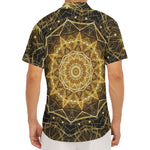 Gold Kaleidoscope Print Men's Deep V-Neck Shirt