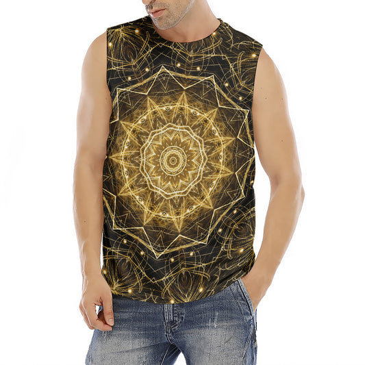 Gold Kaleidoscope Print Men's Fitness Tank Top