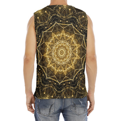 Gold Kaleidoscope Print Men's Fitness Tank Top