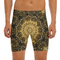 Gold Kaleidoscope Print Men's Long Boxer Briefs