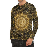Gold Kaleidoscope Print Men's Long Sleeve Rash Guard