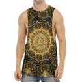 Gold Kaleidoscope Print Men's Muscle Tank Top