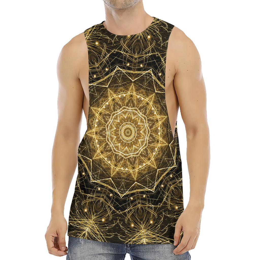 Gold Kaleidoscope Print Men's Muscle Tank Top