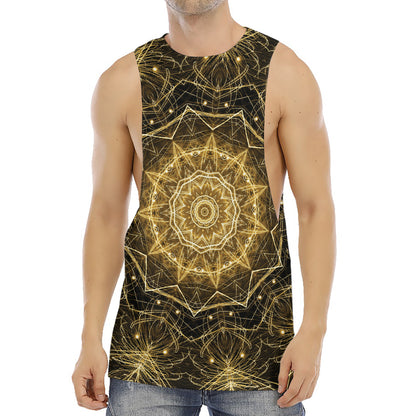 Gold Kaleidoscope Print Men's Muscle Tank Top