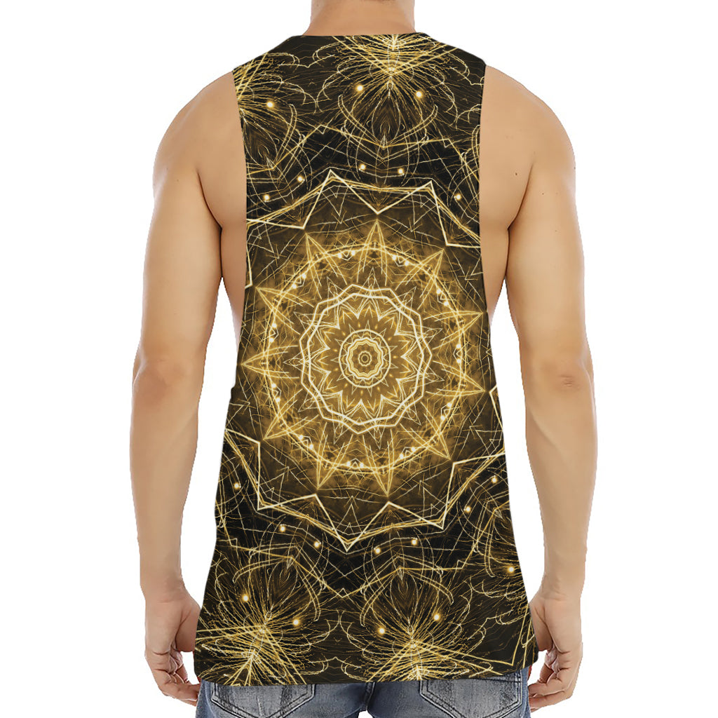 Gold Kaleidoscope Print Men's Muscle Tank Top