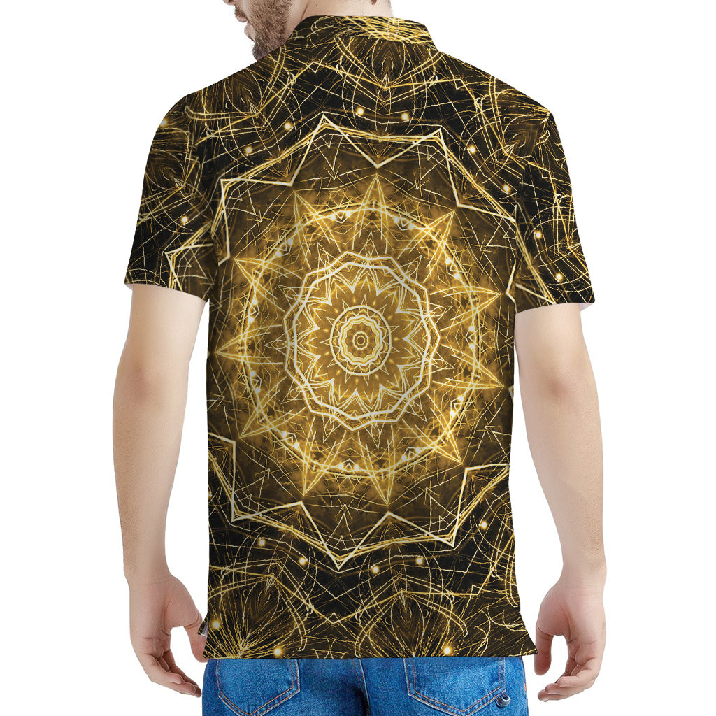 Gold Kaleidoscope Print Men's Polo Shirt