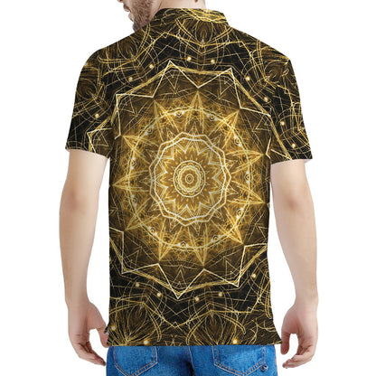 Gold Kaleidoscope Print Men's Polo Shirt