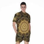 Gold Kaleidoscope Print Men's Rompers