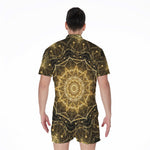 Gold Kaleidoscope Print Men's Rompers