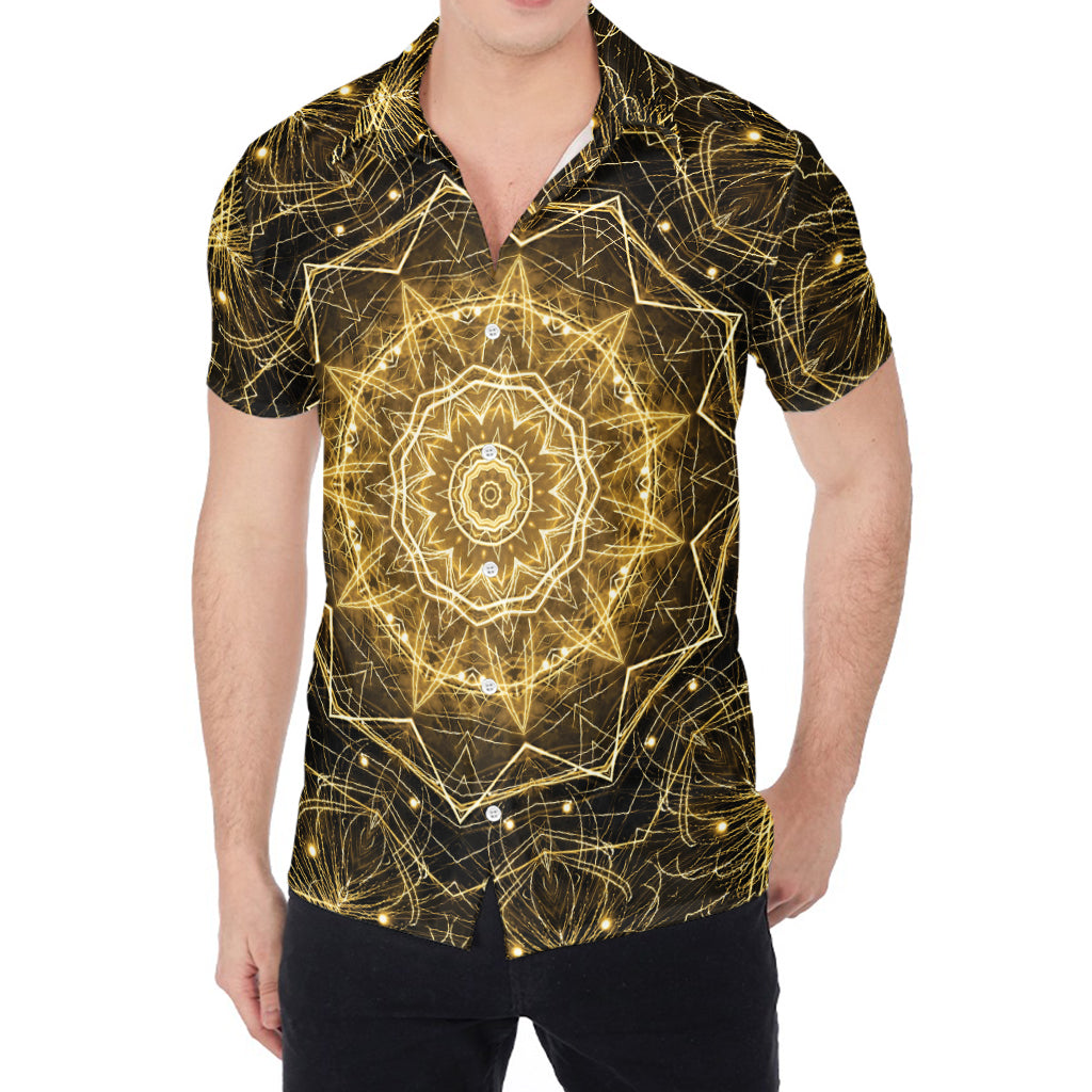 Gold Kaleidoscope Print Men's Shirt