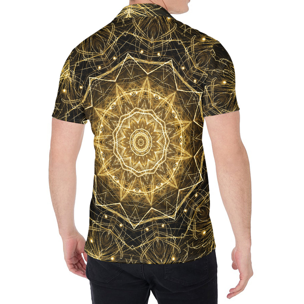 Gold Kaleidoscope Print Men's Shirt