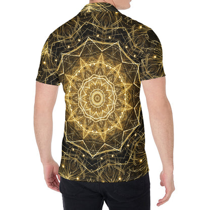 Gold Kaleidoscope Print Men's Shirt