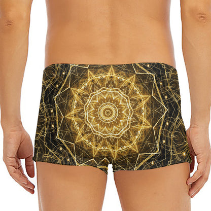 Gold Kaleidoscope Print Men's Short Boxer Briefs
