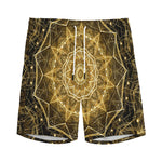 Gold Kaleidoscope Print Men's Sports Shorts