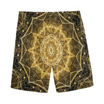 Gold Kaleidoscope Print Men's Sports Shorts
